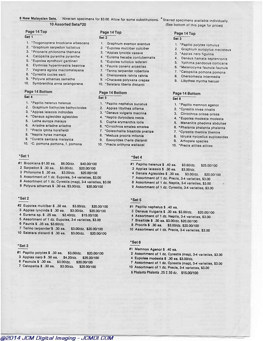 The Butterfly Company (NY) 20 page catalog 1978